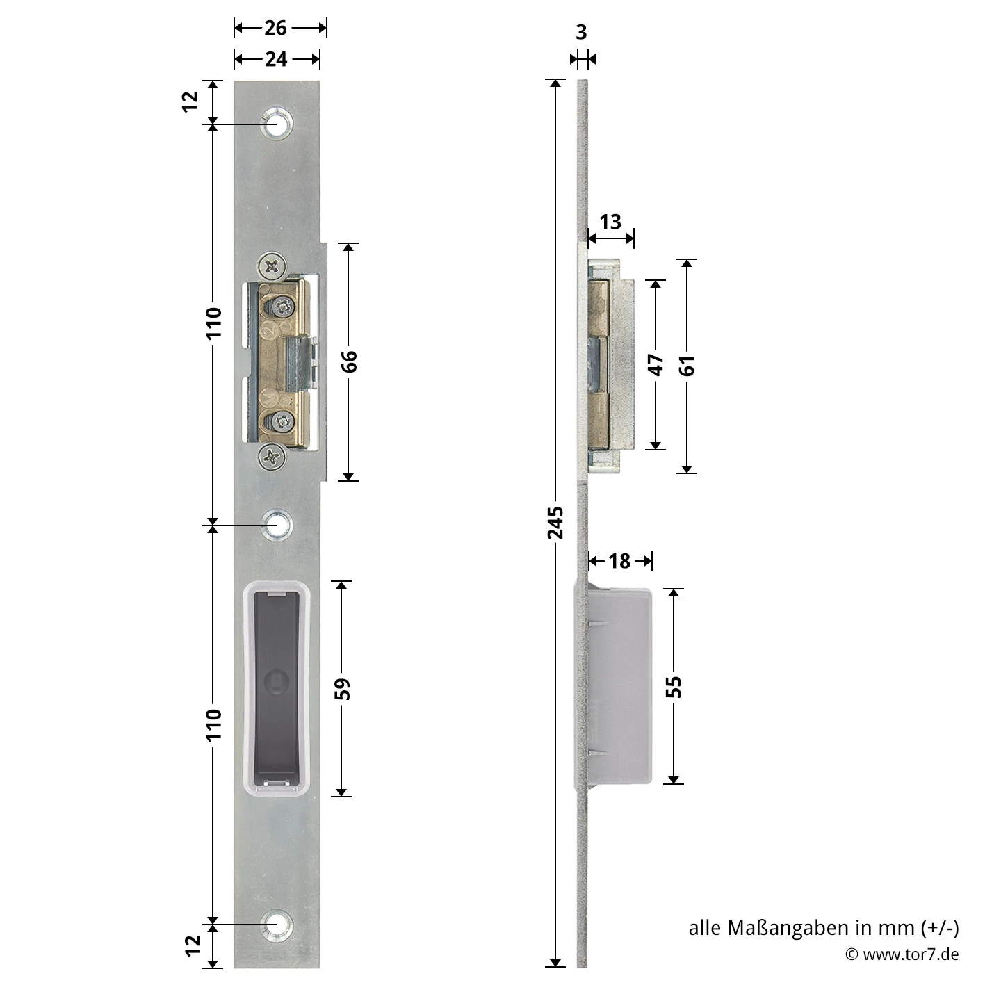 Hörmann Schließblech Für Hauptschloss THP/FSTHP DIN Links – Bild 4