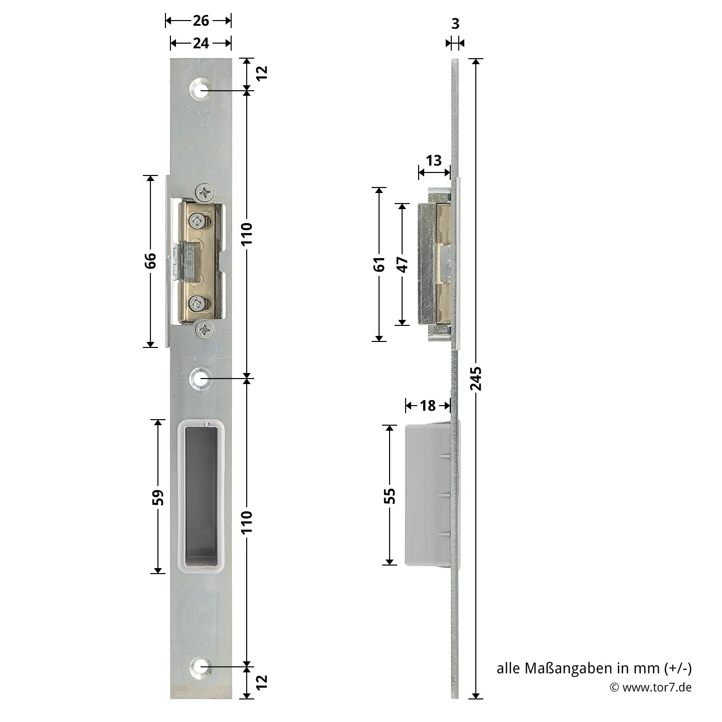 Hörmann Schließblech Für Hauptschloss THP/FSTHP DIN Rechts – Bild 4
