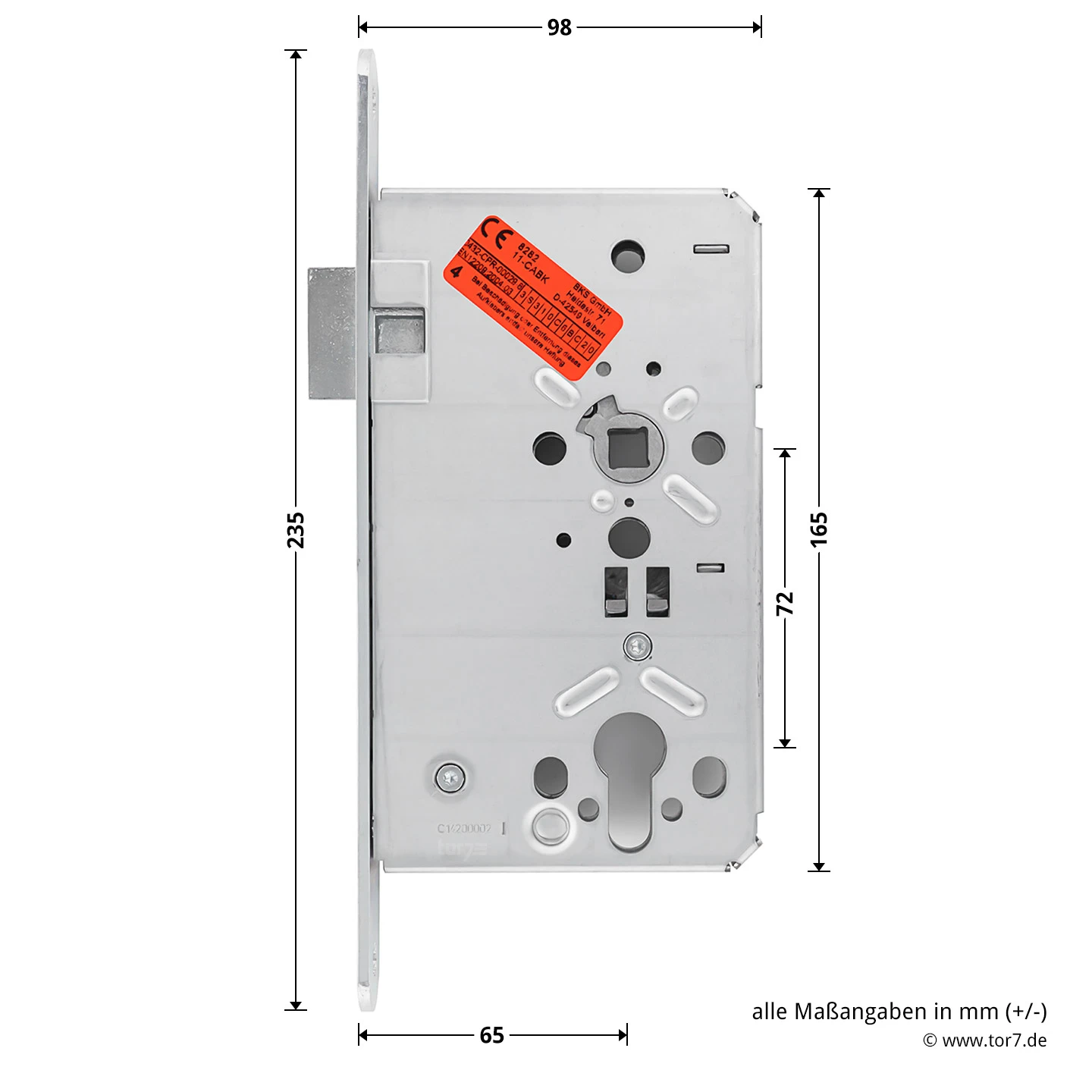 Hörmann Einsteck Rohrprofilschloss 1306 Für Nebentüren, PZ, Rechts – Bild 7