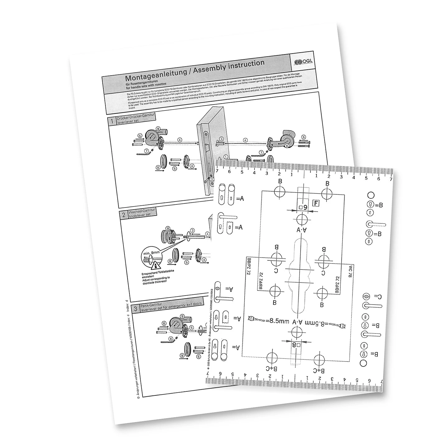 Hörmann FS Panik-Drückergarnitur D110 Rosette PZ, Alu – Bild 5