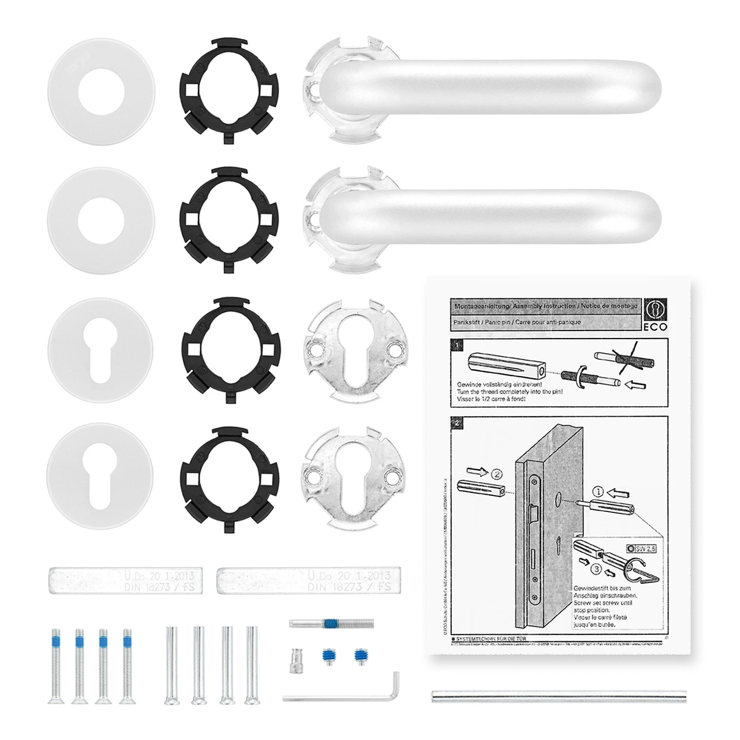Hörmann FS Panik-Drückergarnitur D110 Rosette PZ, Alu – Bild 4