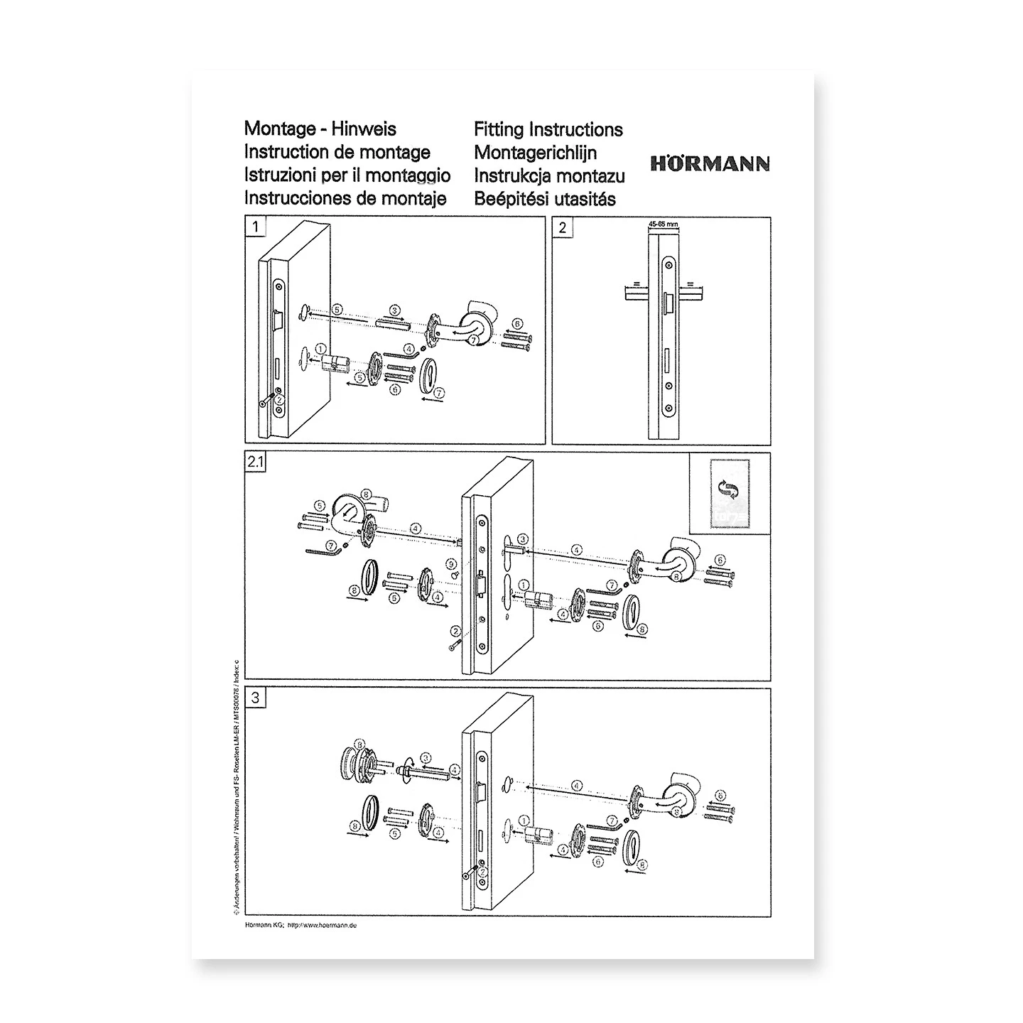 Hörmann FS Drückergarnitur D110 Rosette PZ, Schwarz – Bild 3