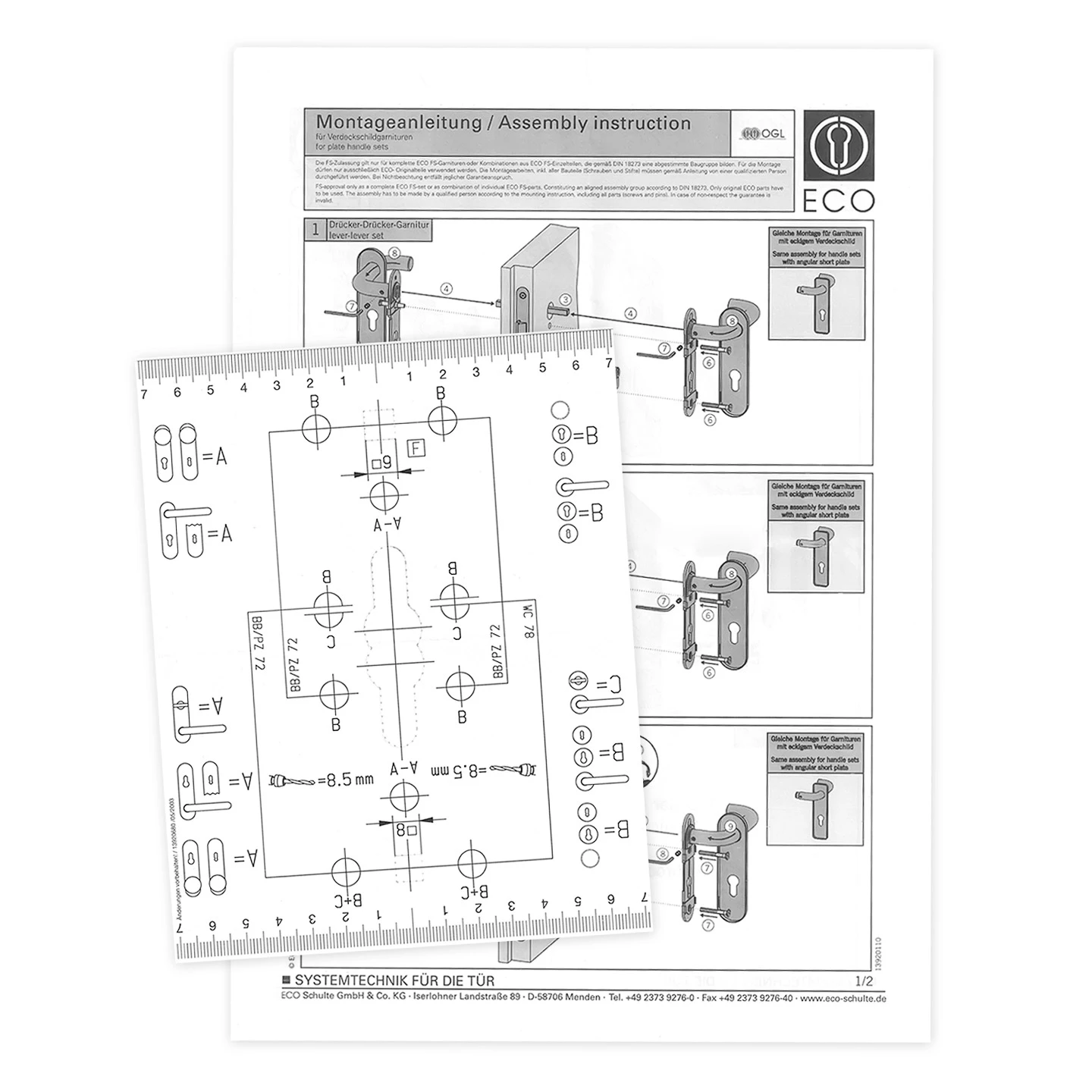 Steinau FS VDS Drückergarnitur, Typ 510, Edelstahl Matt – Bild 7